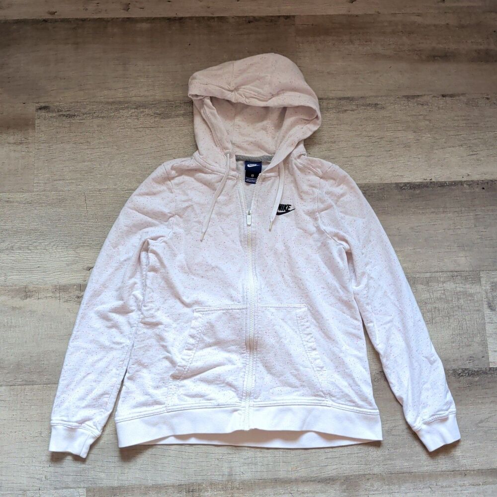 Nike Gym Vintage Full Zip Hoodie Women's Small S White Pink Speckled Confetti